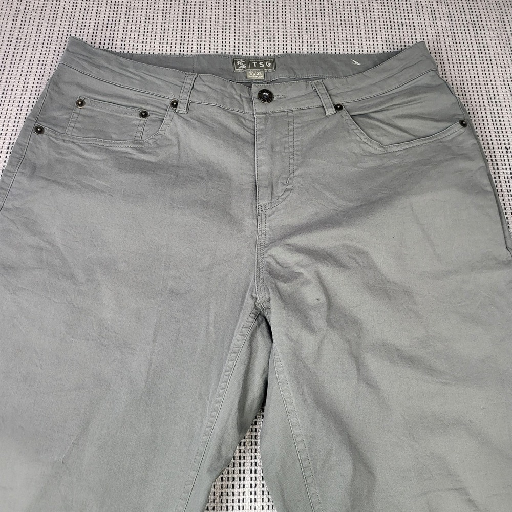TSG Pants Mens 31x32 Green Khaki Regular Fit‎ Straight Leg 5 Pocket Casual